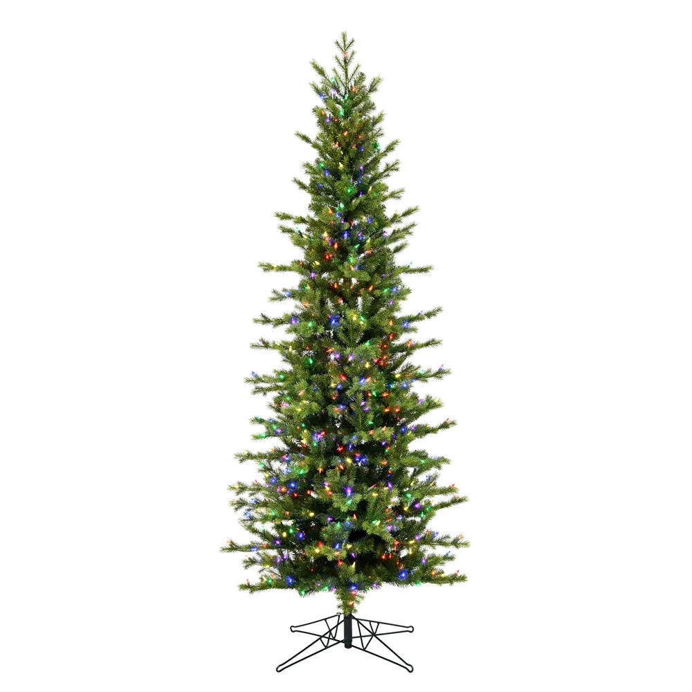 6.5' x 35" Moutauk Pine Artificial Christmas Pencil Tree Multi-colored LED